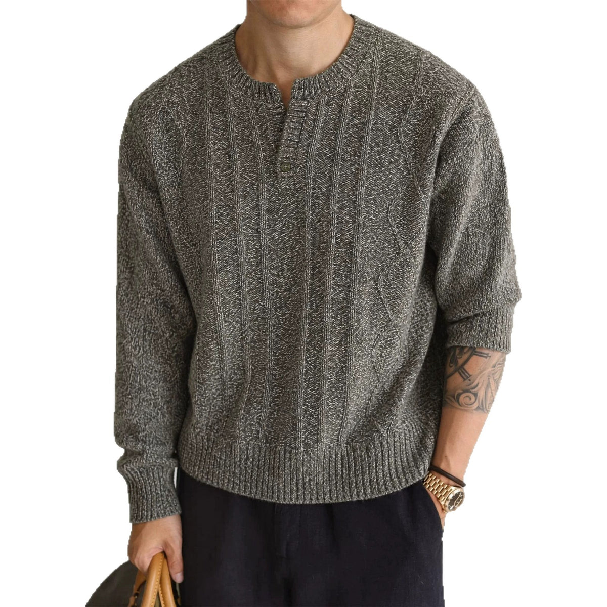 V-neck loose long sleeved sweater
