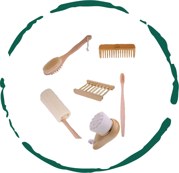 Zero-Waste Bamboo Bath Accessories Bundle | 6-Piece Set | Bath Brush, Comb, Loofah, Soap Dish, Toothbrush & Facial Brush