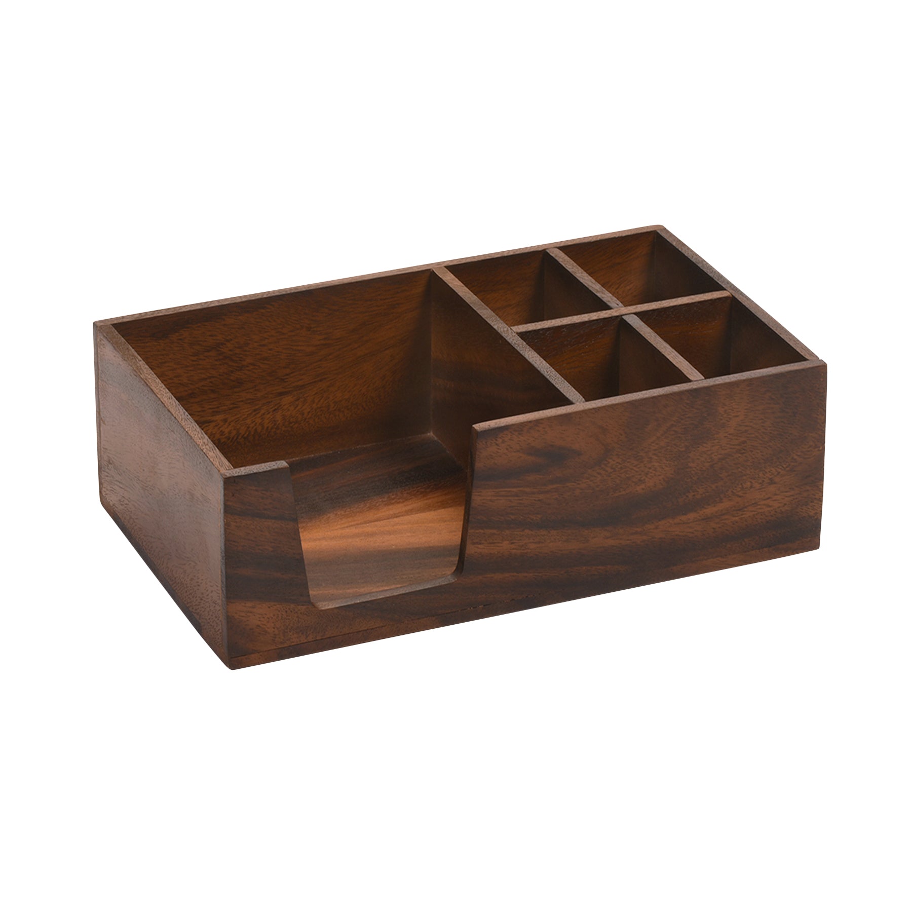 Acacia Wood Flatware & Napkin Holder | 2 or 4 Compartments | Handcrafted | Rustic to Modern | Everyday & Entertaining | Kalmar Home