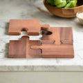 Acacia Wood Puzzle Piece Coasters | Set of 4 | Interlock into Trivet | 3.5" x 3.5" | Handcrafted | Kalmar Home