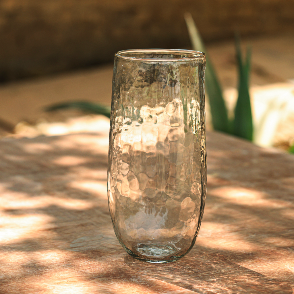 Pebbled Tall Glass Vase – Handmade