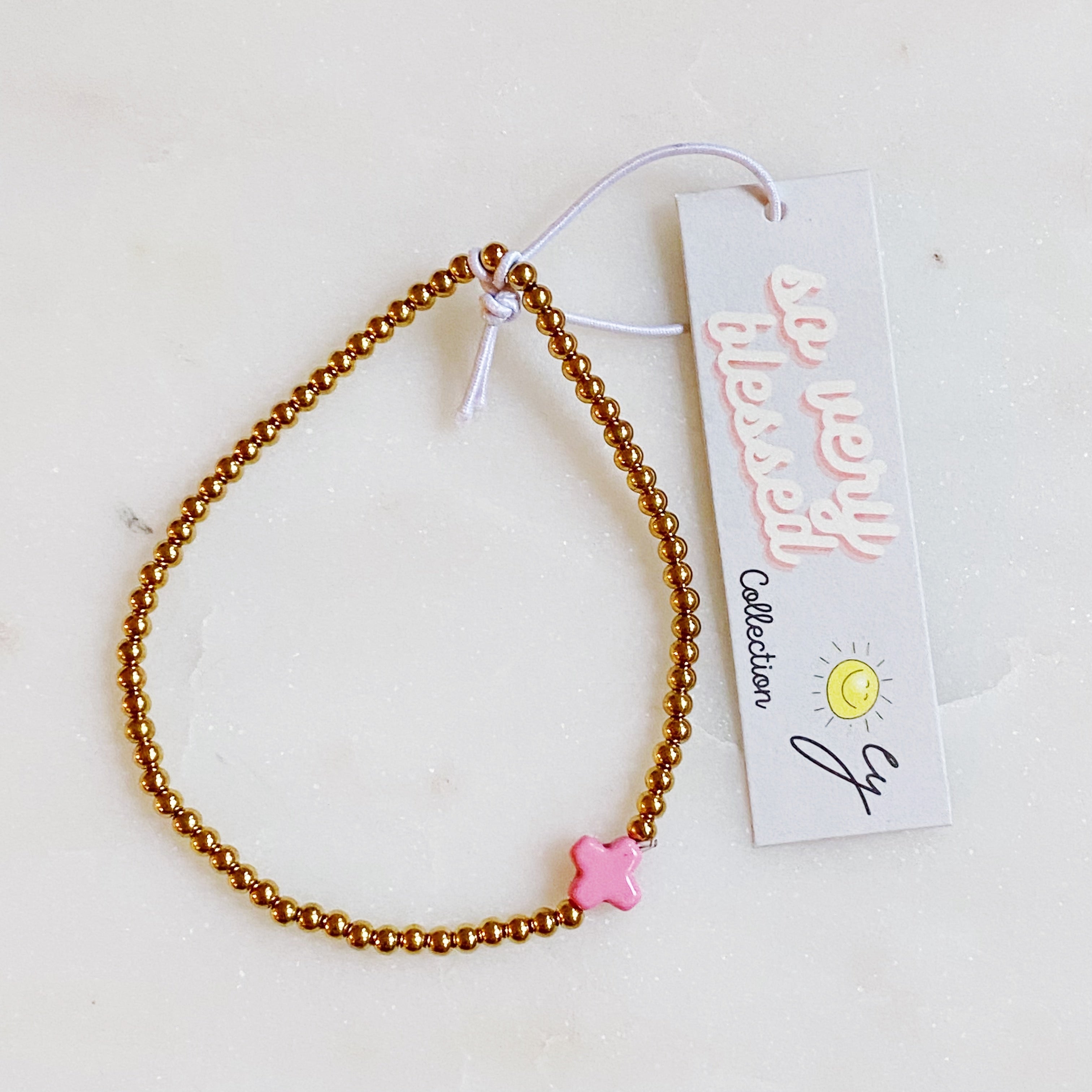 18K Gold Plated Natural Stone Cross Bracelet | So Very Blessed Collection