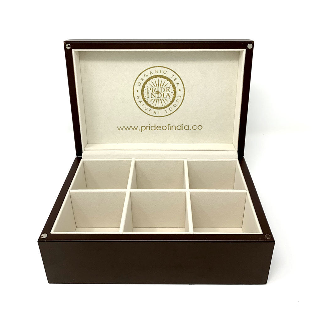 Indian Tea Assortment Chest | 6 Types, 72 Tea Bags | From the Slopes of the Himalayas | Reusable Wooden Chest | Pride of India