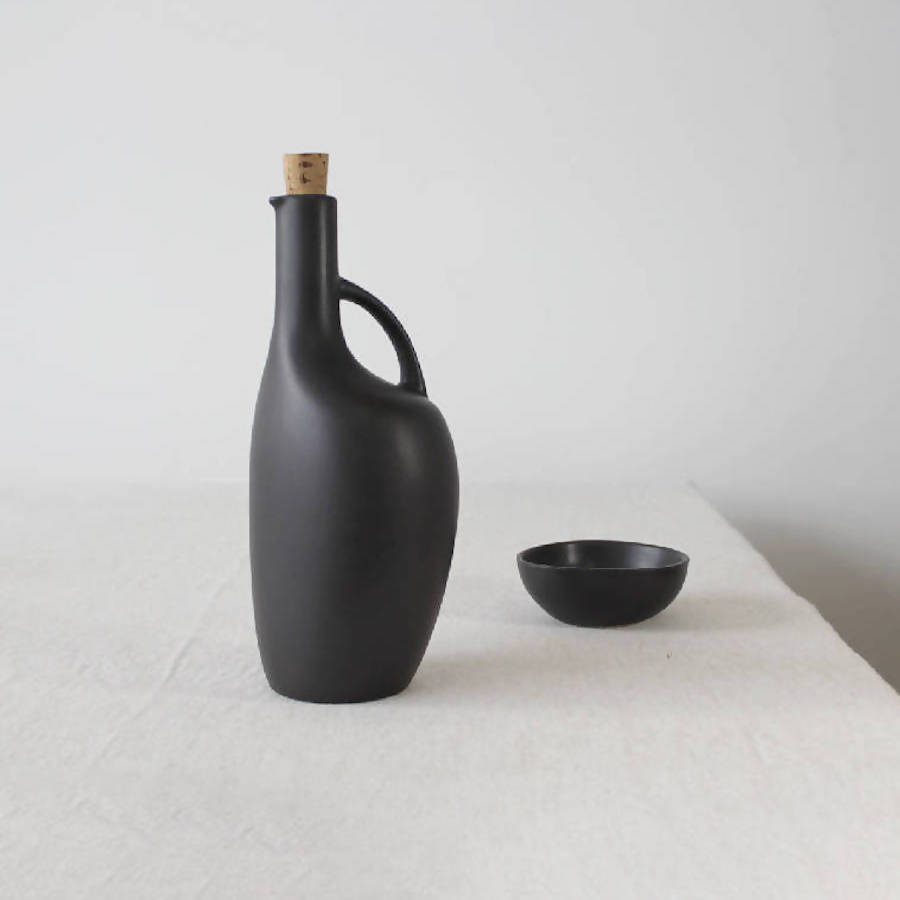 Canard French Bottle | Stoneware Olive Oil Bottle | 34 oz | Handmade | Gharyan Stoneware