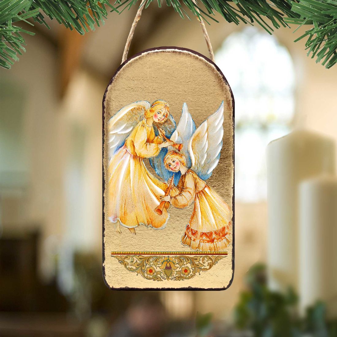 Angels Watching Over You Religious Christian Sacred Icon Ornament - Inspirational Icon Decor - 87046