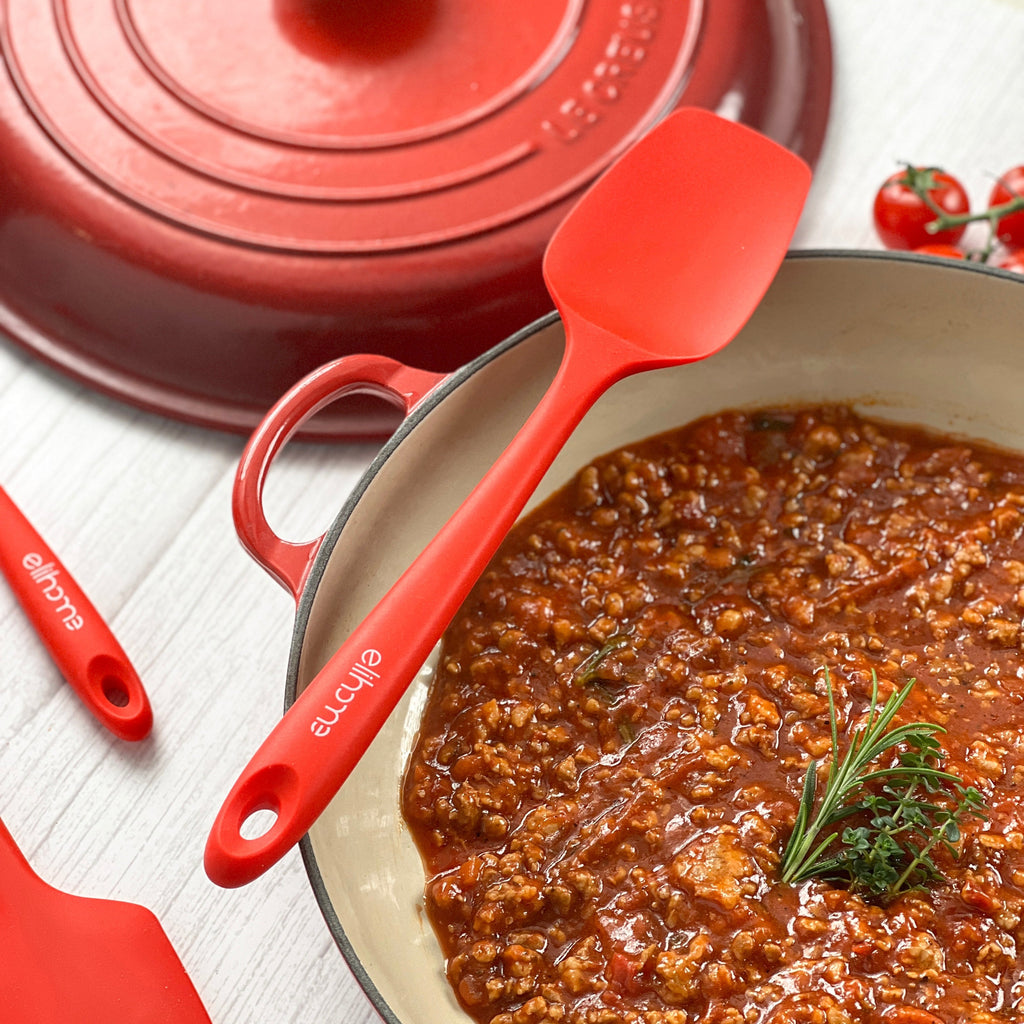 Silicone Spoonula | 11" | Heat Resistant to 600°F | BPA-Free | 9 Colors | Non-Stick Safe | Dishwasher Safe | Elihome | Powered by People