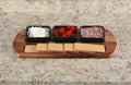 Acacia Wood Charcuterie & Serving Tray | 3 Black Square Ceramic Bowls | 18" x 9" | Handcrafted | Kalmar Home