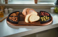 Acacia Wood Charcuterie & Serving Tray | 4 Triangular Ceramic Bowls | 20"x11" | Kalmar Home