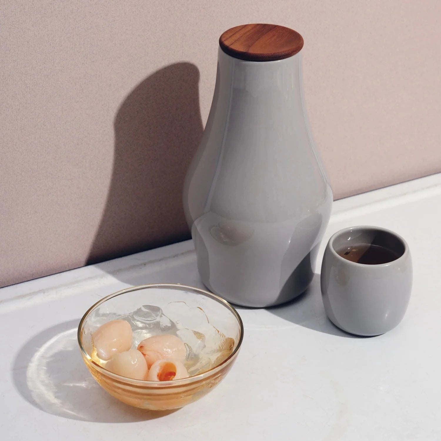 Handcrafted Ceramic Carafe - Sculptural Wooden Lid