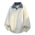 Men's Relaxed Fit Layered Look Turn-Down Collar Knit Sweater