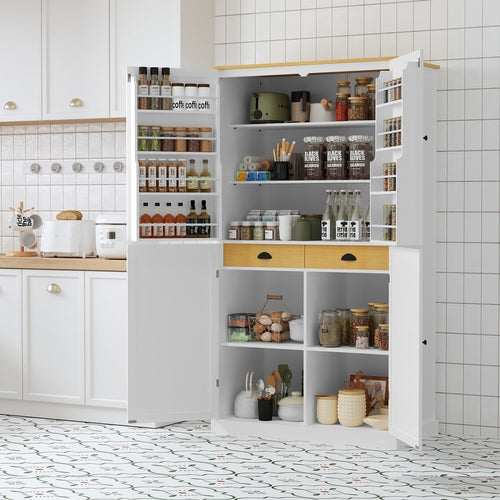 Large Kitchen Pantry Storage Cabinet | 71" Tall | MDF | White, Gray or Blue