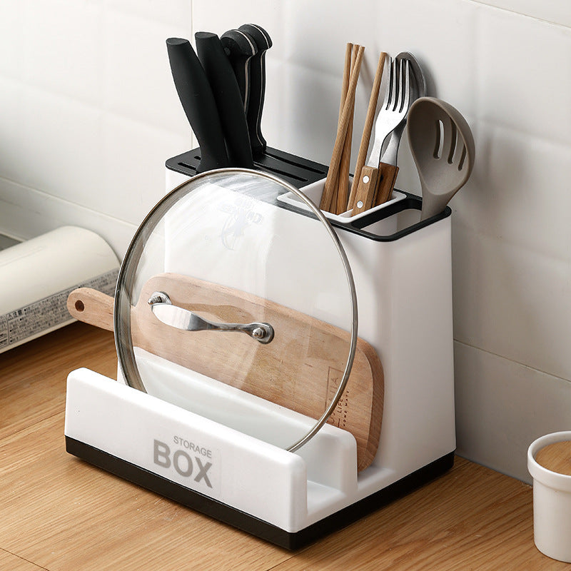 Kitchen Tableware & Knife Storage Organizer | Desktop | White