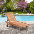 Outsunny Wooden Chaise Lounge Outdoor Patio Furniture Adjustable