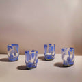 Marta Stackable Glass | Blue & Clear | Set of 4 | Mouthblown in Mexico | 100% Recycled Glass