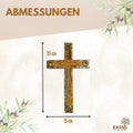 Olivenholz Kreuz mit Einlagen aus Bethlehem 25 × 15 cm | Wandkreuz mit Erde, Steinen, Weihrauch & Olivenblättern