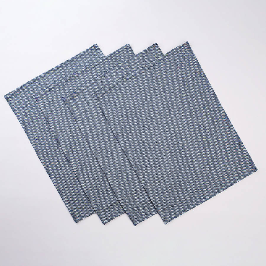 Rustic Placemats | Blue | Set of 4 | Upcycled Denim & Cotton | 14"x19"