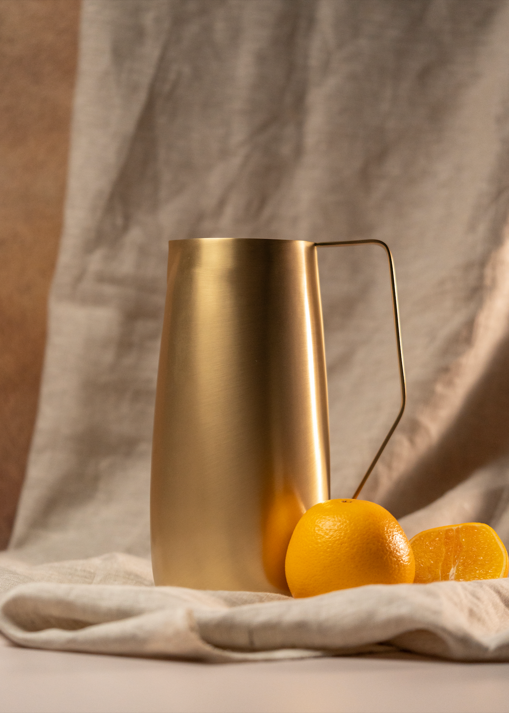 Artisan Brass Pitcher | 64 oz | Handcrafted Brass Sheet | Angled Handle | Powered by People