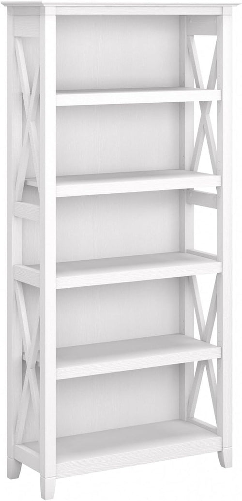Tall 5 Shelf Bookcase In Pure White Oak Modern Farmhouse