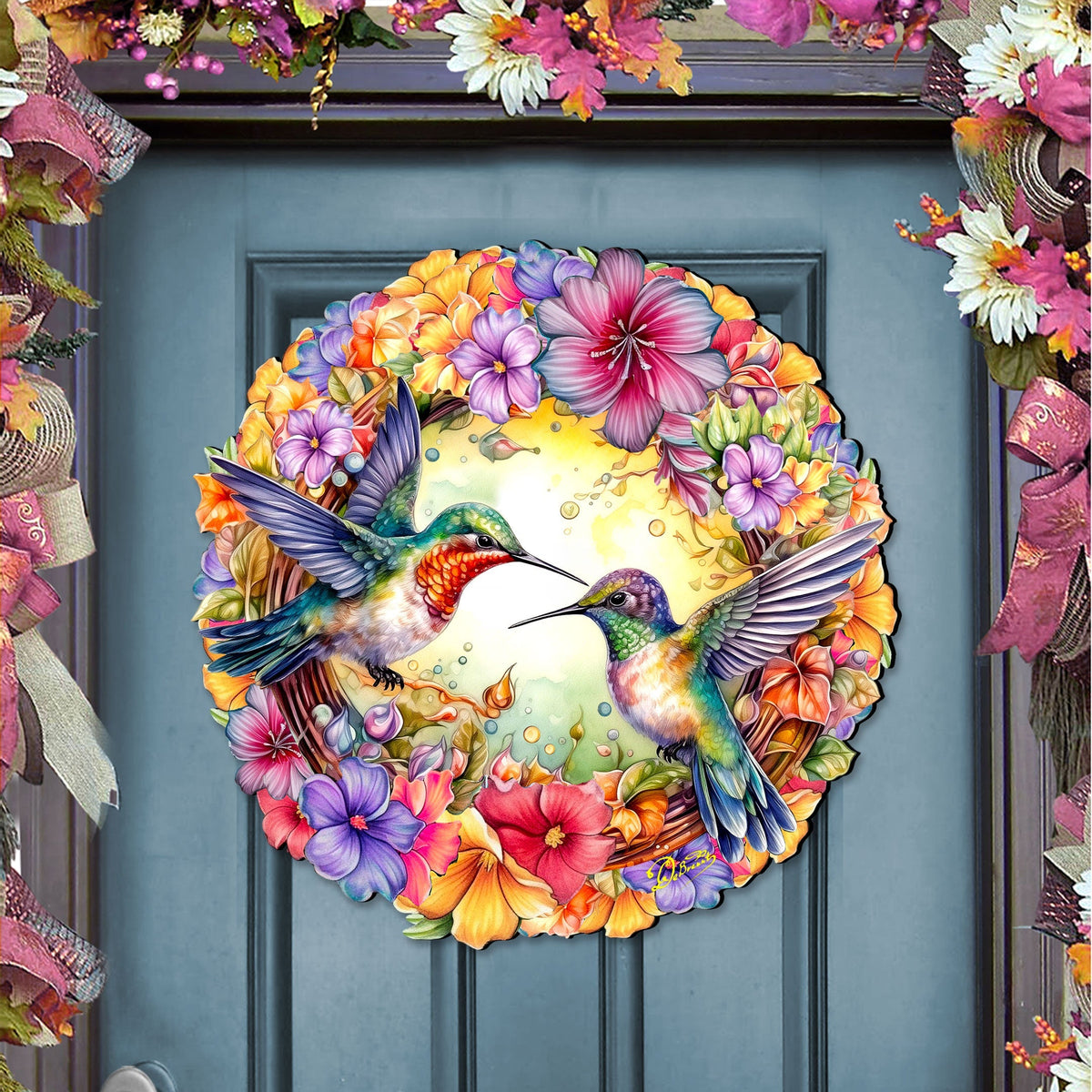 Hummingbirds Holiday Door Decor by G. Debrekht - Christmas Decor - 8652804H