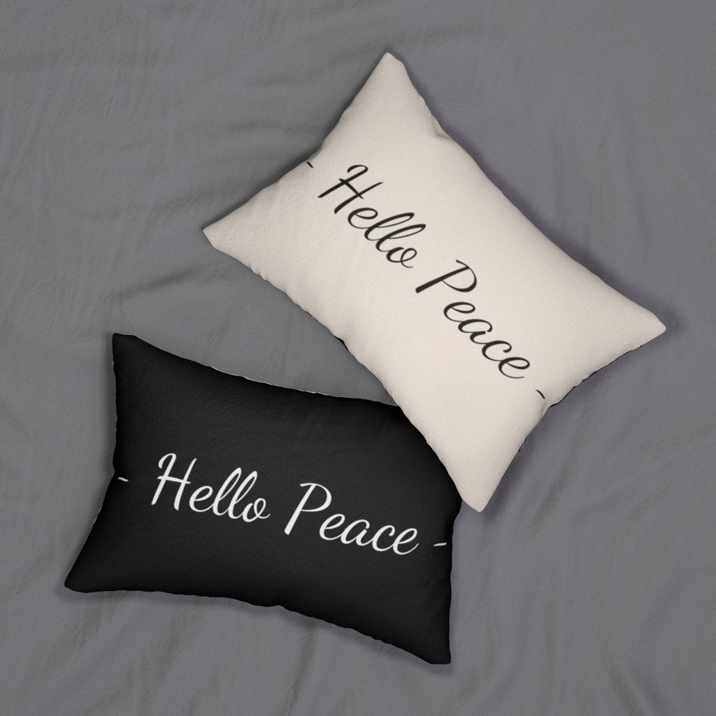 Decorative Lumbar Throw Pillow - Hello Peace - Beige Black