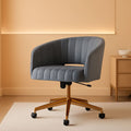 Grey Velvet Home Office Chair With 360 Swivel And Gold Base
