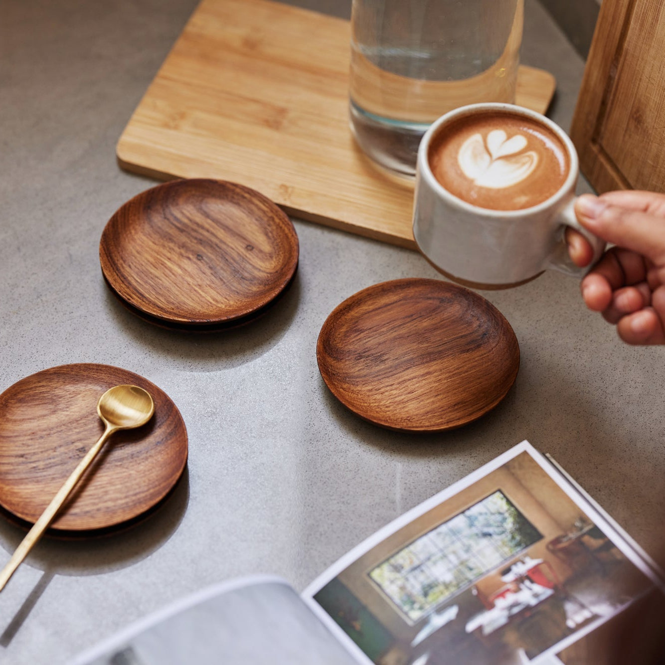 Teak Wood Coasters | Set of 4 | Premium Reclaimed Teak | 4" Round