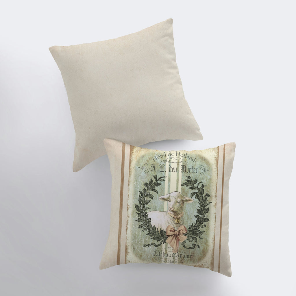Vintage Lamb Pillow Cover — Handmade Farmhouse Decor