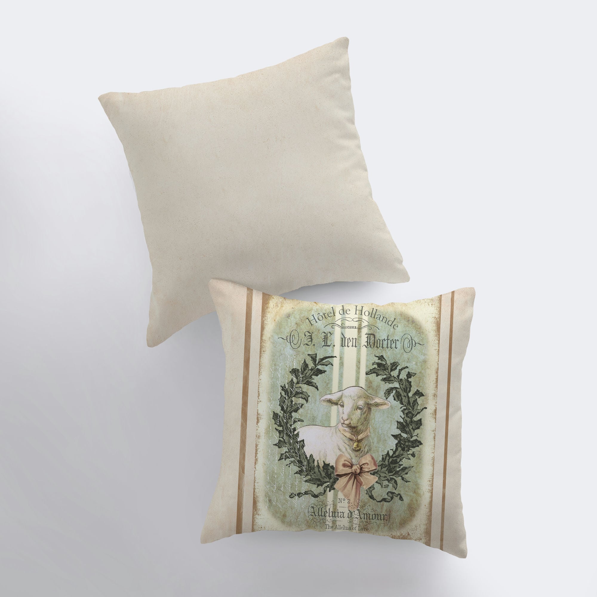Vintage Lamb Pillow Cover — Handmade Farmhouse Decor