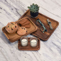 Acacia Wood Plates Set of 3 | One of Each Size | Rectangle & Square | Kalmar Home