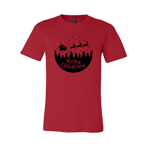 Merry Christmas Scene With Santa T-Shirt – Unisex | 7 Colors | XS–4XL