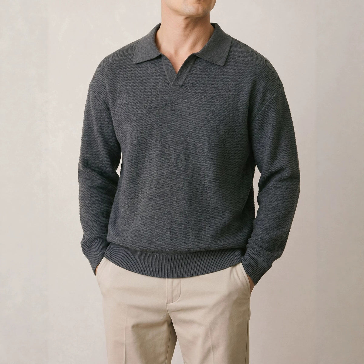 Collar long sleeved sweater