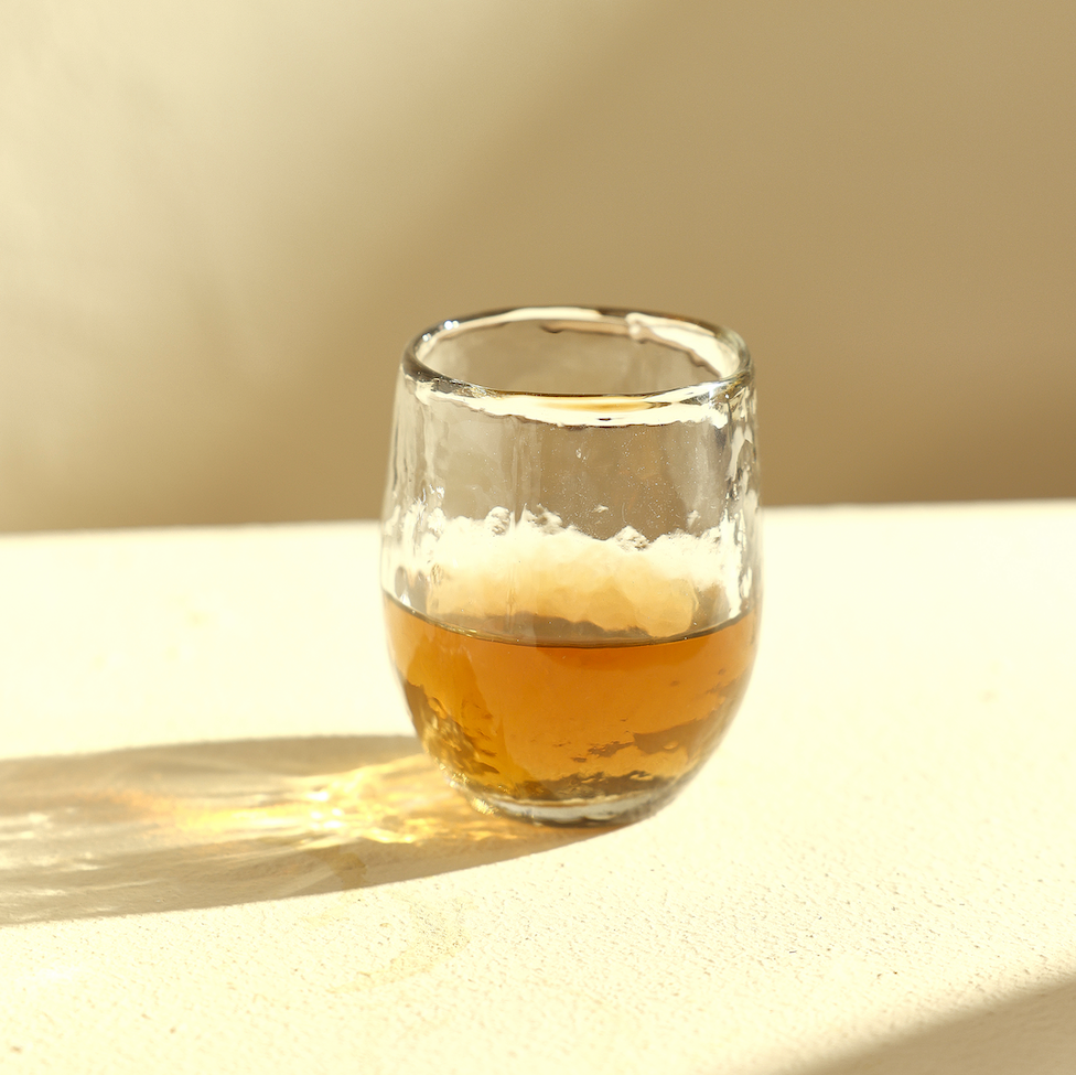 Pebbled Spirits Glasses Set of 4 | Hand-Blown | Hammered Clear Glass | 7 oz | Powered by People