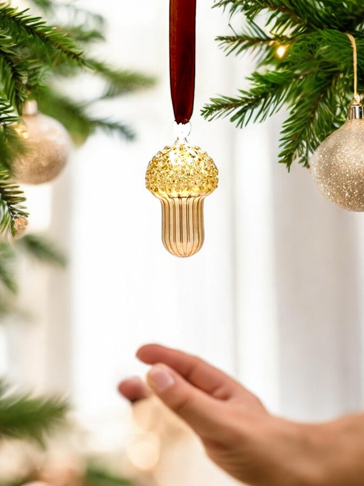 Elegant Acorn Glass Ornament - Handblown Holiday Decor - Festive