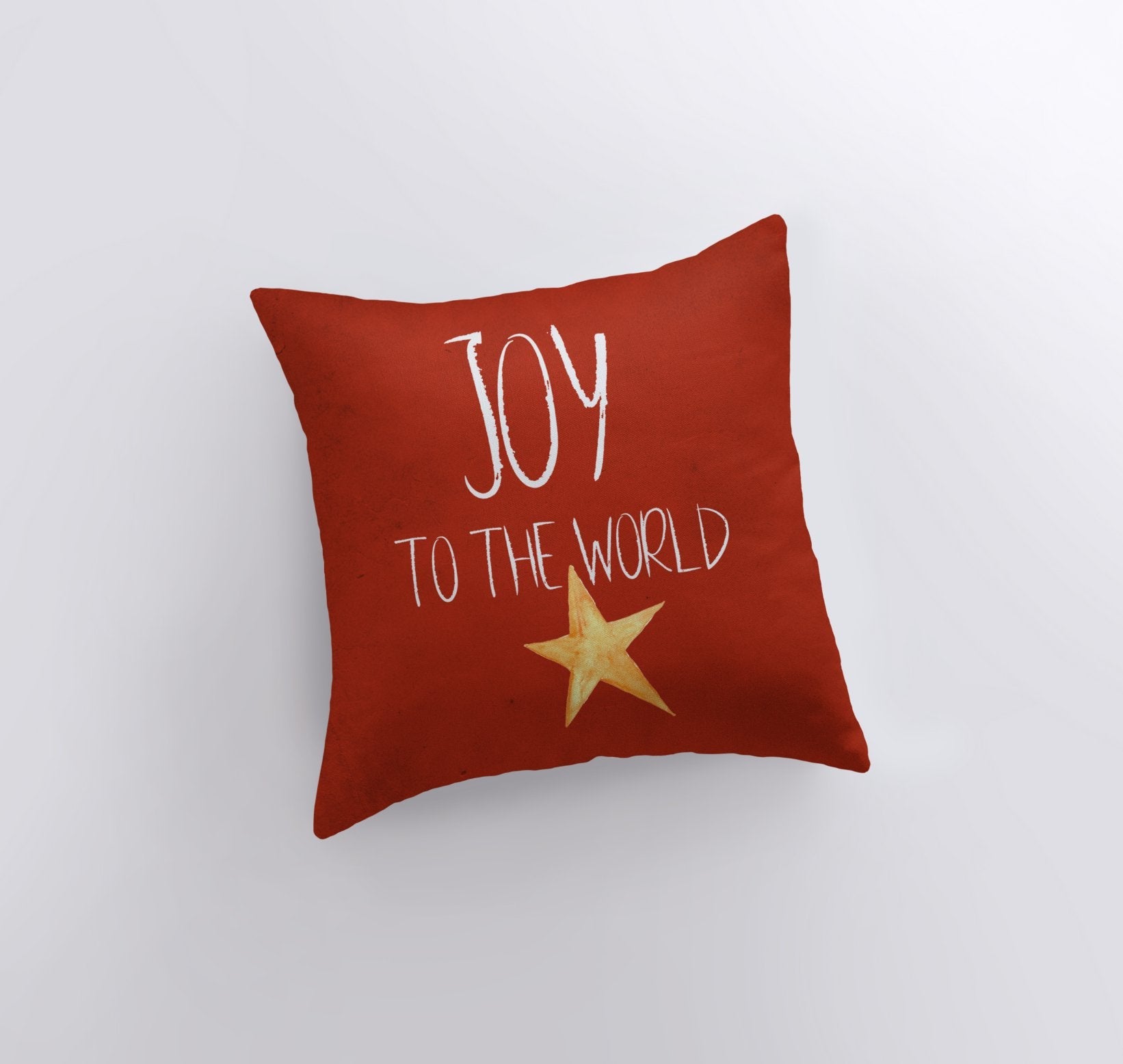 "Joy to the World" Christmas Throw Pillow — Red | Handmade Holiday Decor