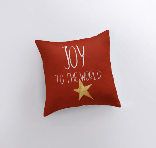 "Joy to the World" Christmas Throw Pillow — Red | Handmade Holiday Decor