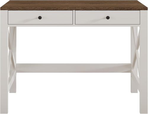 39 Inch Farmhouse Computer Desk With Drawers And X Frame