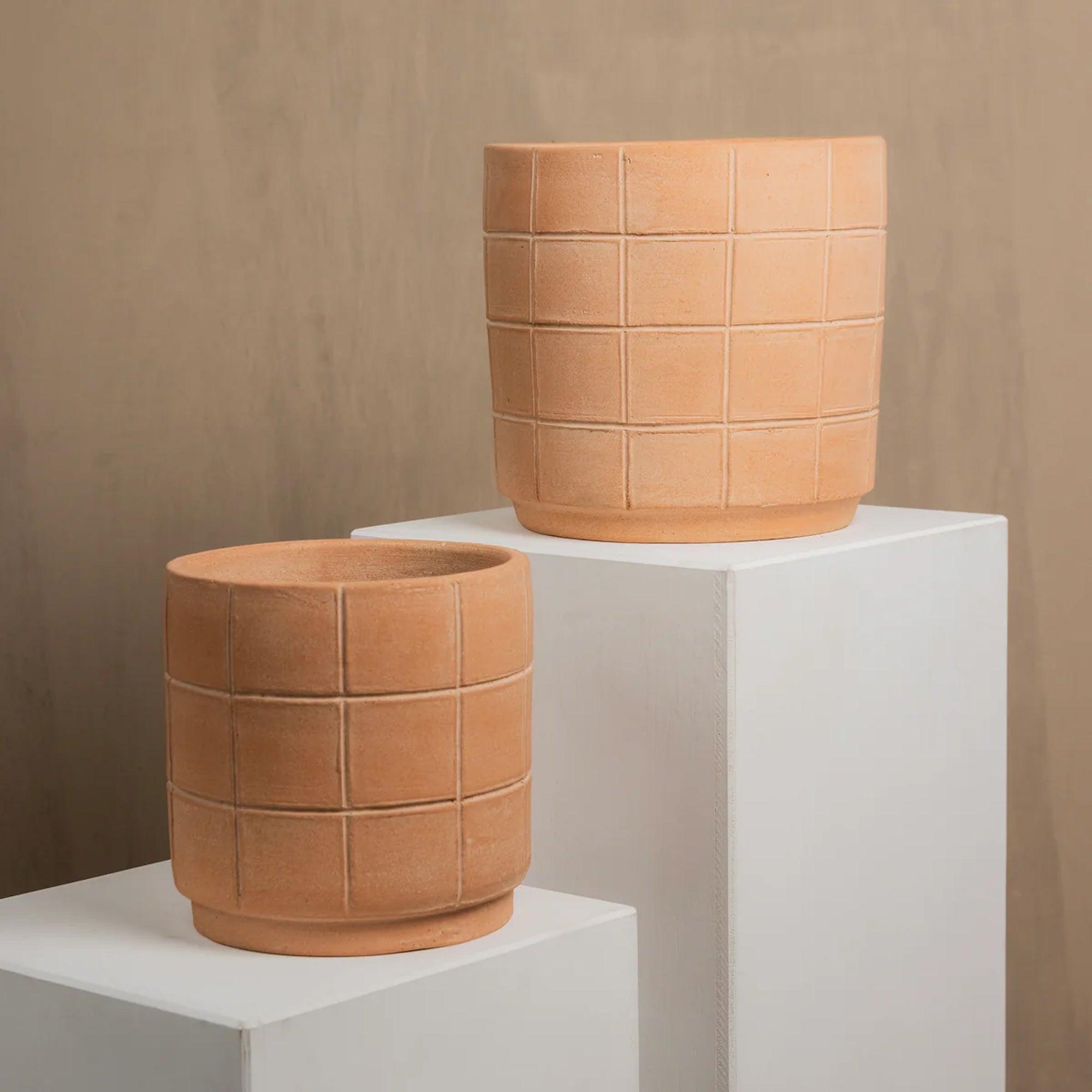 Grid Terracotta Planter | Large | 9.5" | Handcrafted in Honduras | Made to Order | Meso Goods