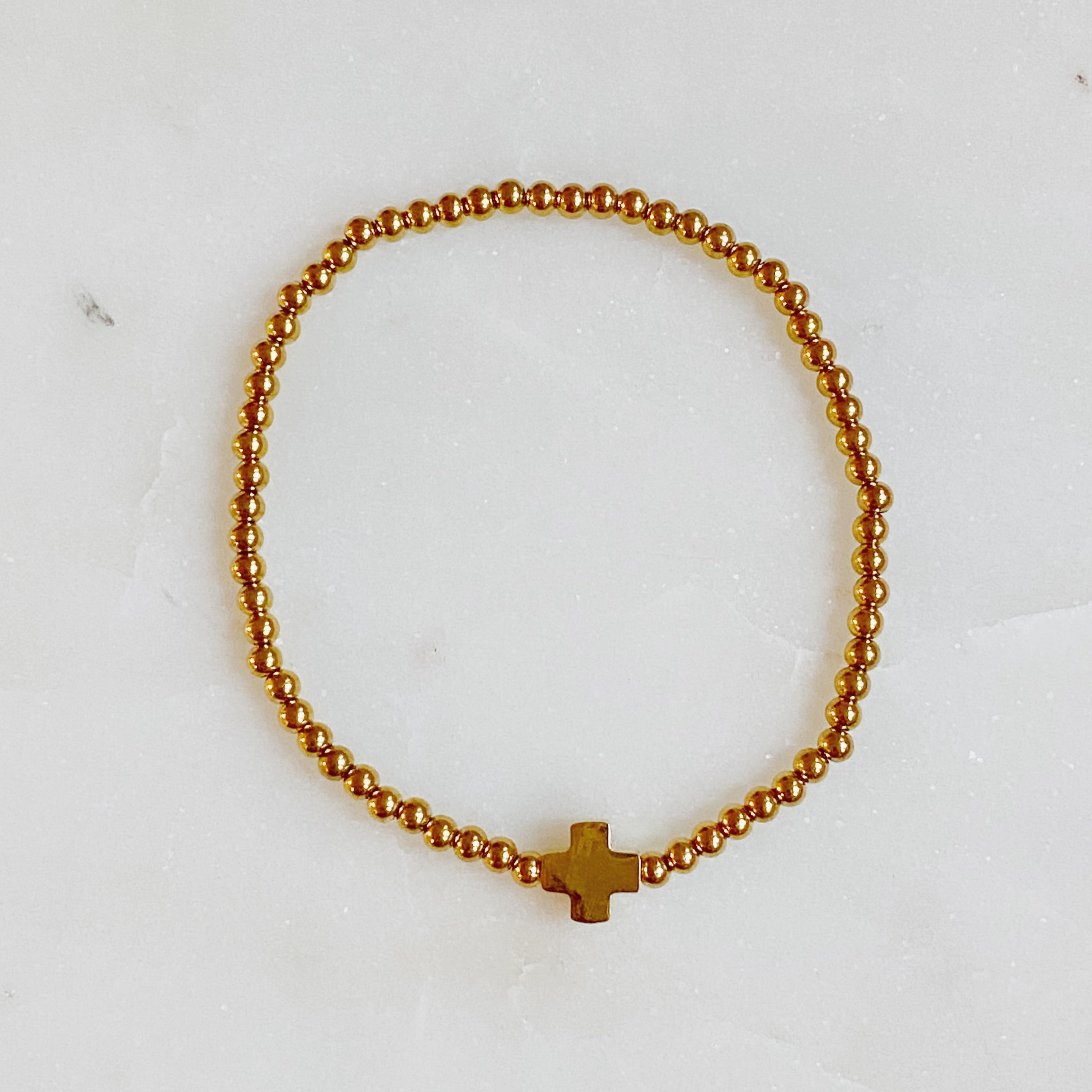 18K Gold Plated Natural Stone Cross Bracelet | So Very Blessed Collection
