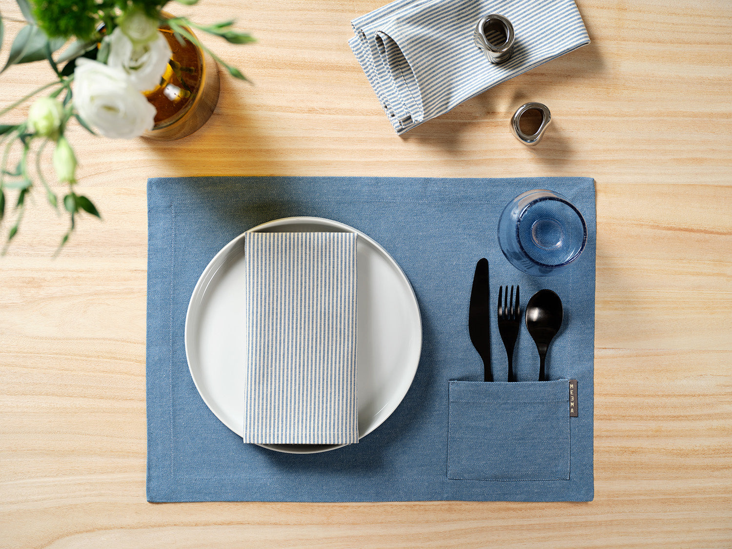 Cotton Cloth Napkins | Set of 4 | 18" x 18" | 100% Cotton | 50% Upcycled | 6 Colors | Daily Use & Special Occasions | MEEMA | Powered by People