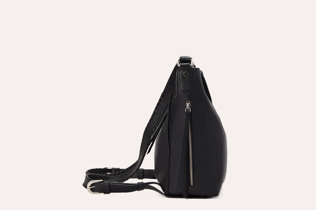 Convertible Pebble Leather Shoulder Bag & Backpack