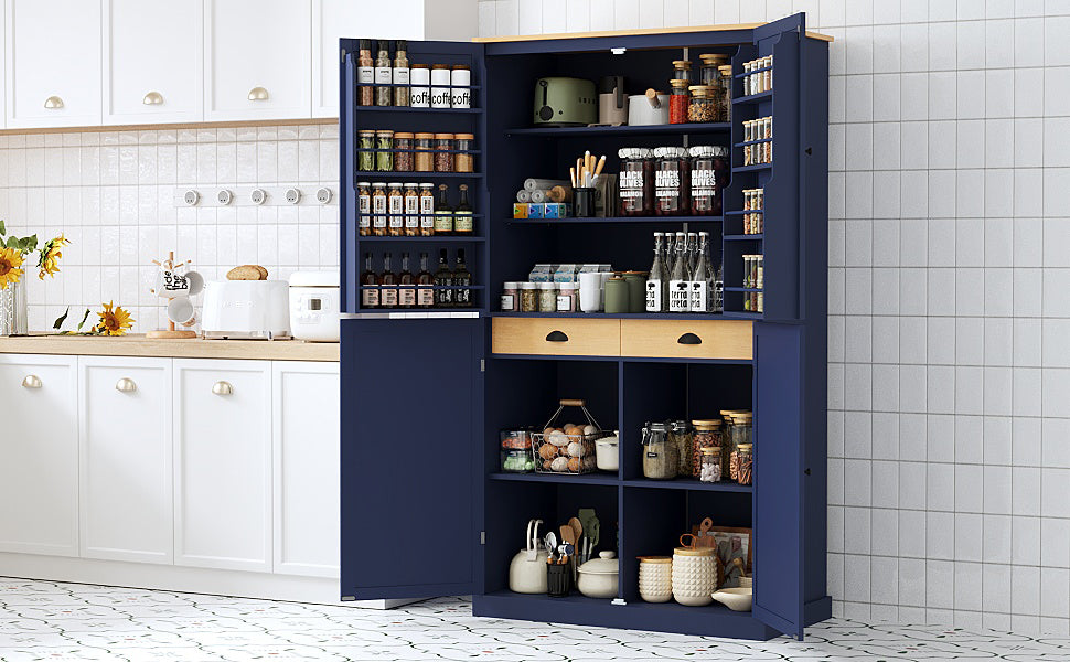 Large Kitchen Pantry Storage Cabinet | 71" Tall | MDF | White, Gray or Blue