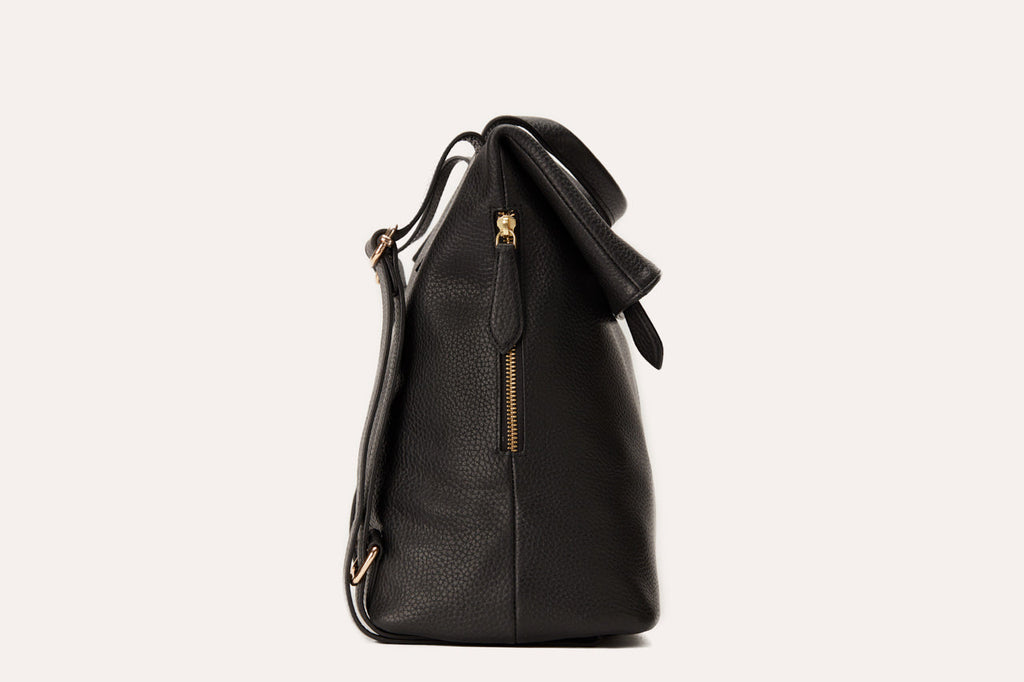 Fold N Go Pebble Leather Backpack