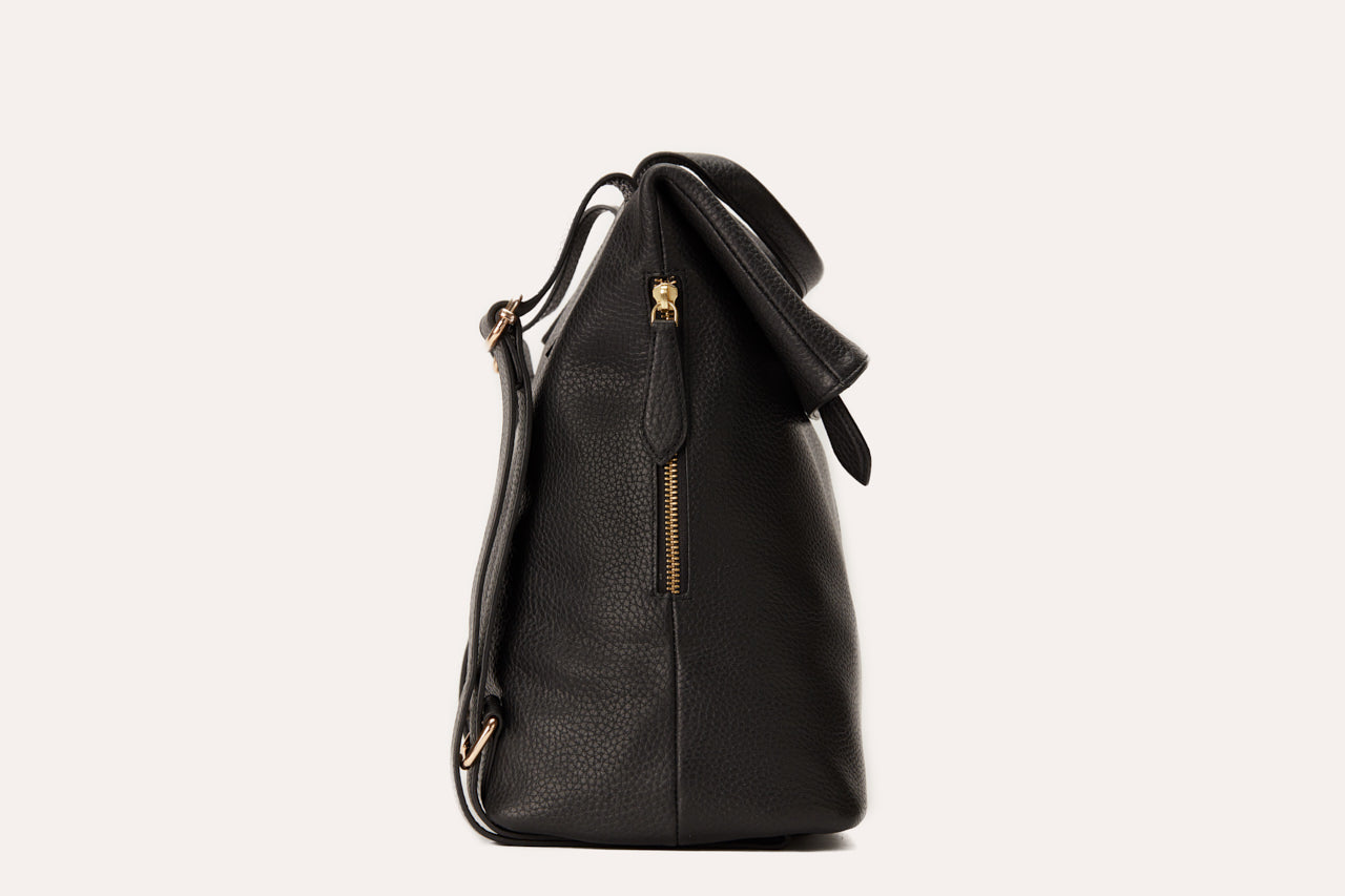 Fold N Go Pebble Leather Backpack