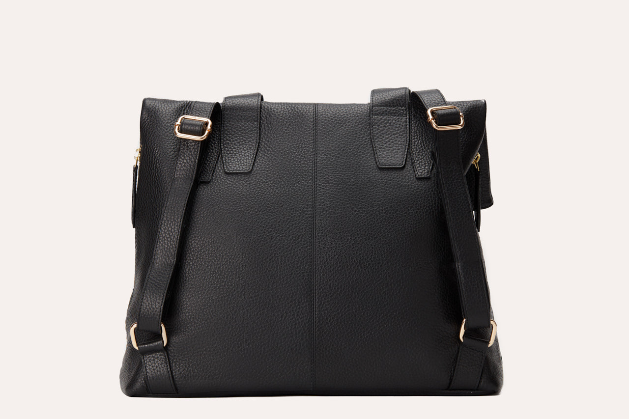 Fold N Go Pebble Leather Backpack