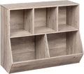 Kids Bookshelf Toy Storage Cabinet 35 Inch Long Greige