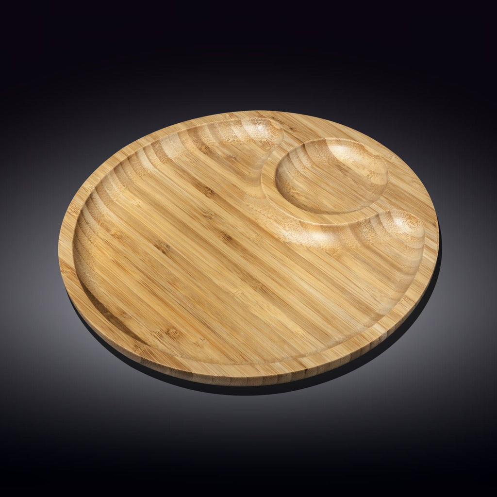 Natural Bamboo 2-Section Round Platter | 10" | Wilmax England