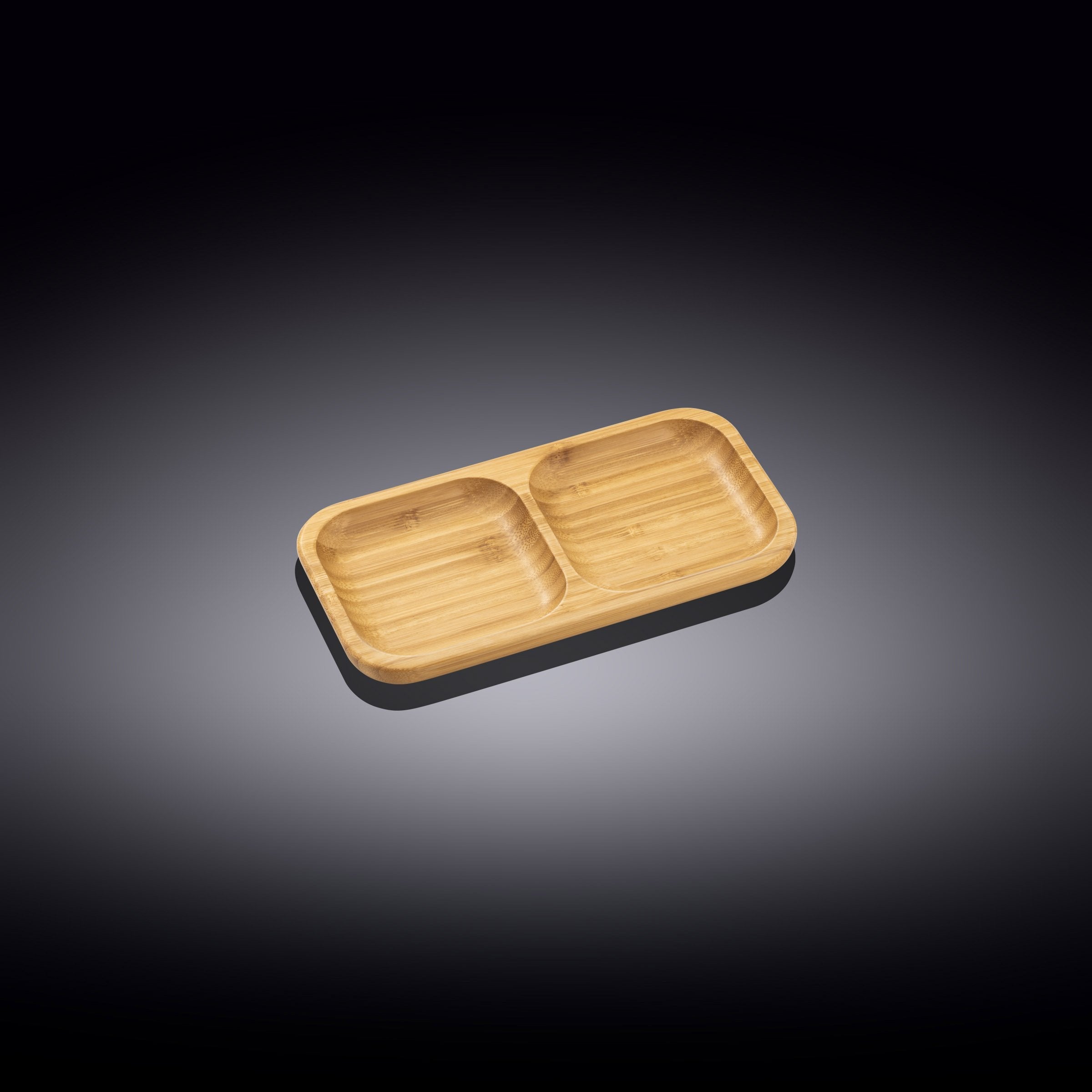Natural Bamboo Divided Serving Dish | 8.5" x 4.5" | 2-Well Bento Tray | Wilmax England