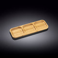 Natural Bamboo Divided Serving Dish | 13" x 4.5" | 3-Well Bento Tray | Wilmax England