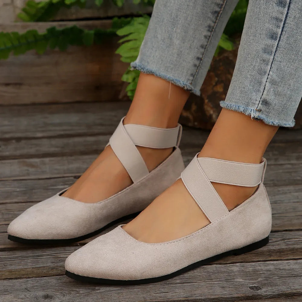 Crisscross Point Toe Flat Slip-Ons