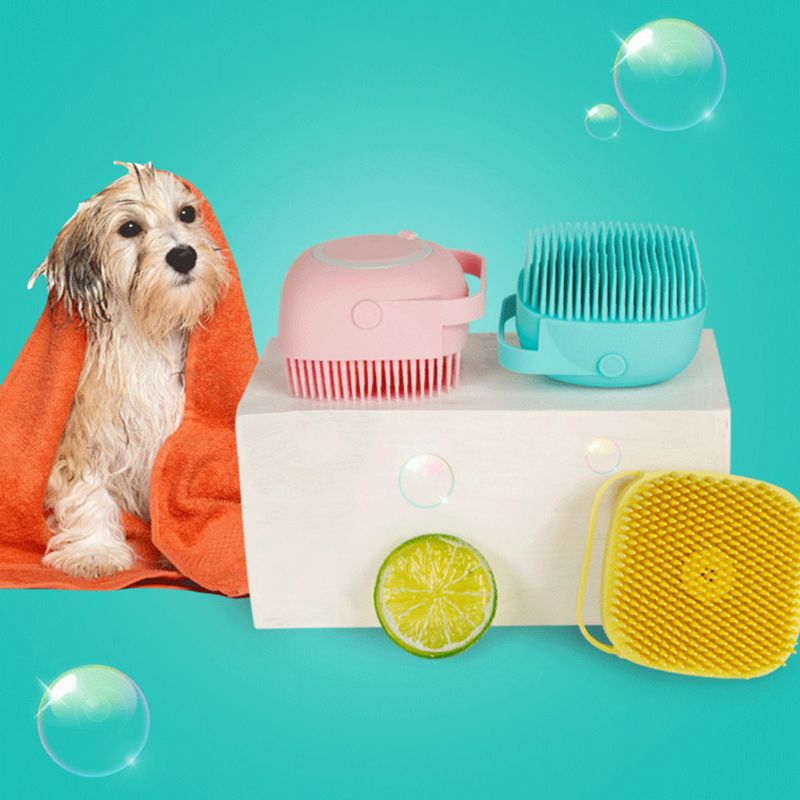 Soft Silicone Bristles Cat Dog Bath Brush Comb Scrubber Shampoo